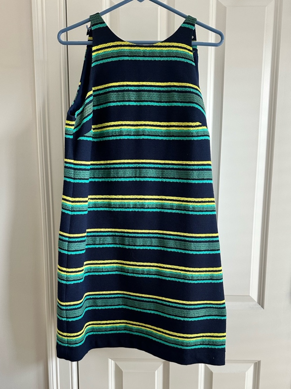 Vineyard Vines Navy Striped Sleeveless Shift Dress Teal Yellow